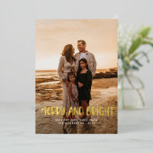 モダンなポップカラーのクリスマス　輝く 箔シーズンカード (立ち正面)