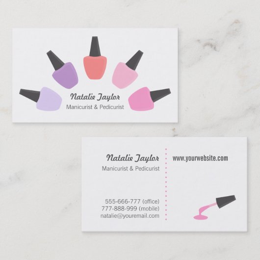 モダンなマニキュアのメーキャップアーティストの名刺 名刺 (正面/裏面)