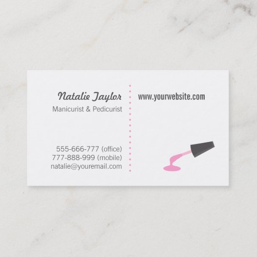 モダンなマニキュアのメーキャップアーティストの名刺 名刺 (裏面)