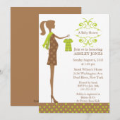 モダンなママのベイビーシャワー 招待状 (正面/裏面)