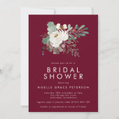 モダンなマルサラ ウィンター フラワーブーケ ブライダルシャワー 招待状 (正面)