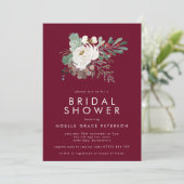 モダンなマルサラ ウィンター フラワーブーケ ブライダルシャワー 招待状 (スタンド正面)