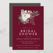 モダンなマルサラ ウィンター フラワーブーケ ブライダルシャワー