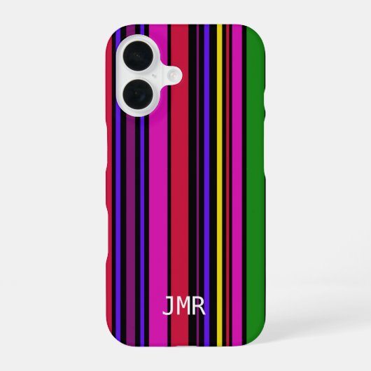 モダンなマルチカラーバーコード デザイナー iPhone 16ケース (裏面)