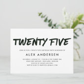 モダンなマーカー|の黒の第25誕生日 招待状 (スタンド正面)
