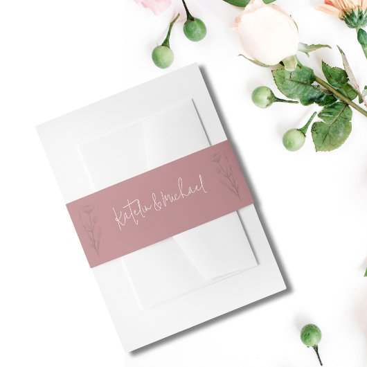 モダンなマーブルの花柄 ウェディング ベリーバンド 招待状ベリーバンド