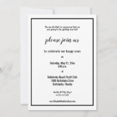 モダンなミニマリストのちょうど婚約したな写真のパーティー 招待状 (裏面)