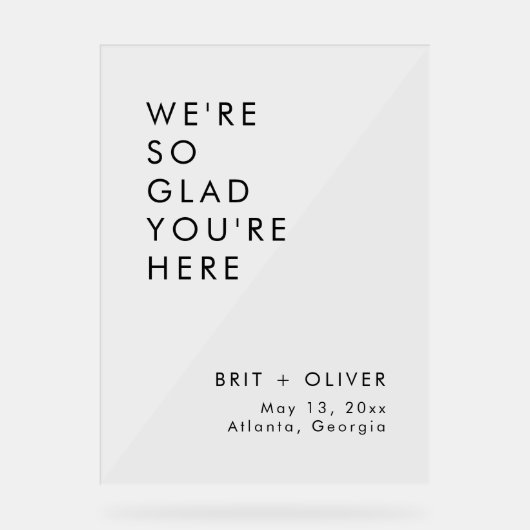 モダンなミニマリストのウェディングウェルカムアクリルサイン アクリルサイン (正面)