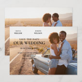 モダンなミニマリストのウェディングフォト セーブザデート (正面/裏面)