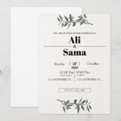モダンなミニマリストのエレガントな結婚式の招待状 シーズンカード (正面/裏面)