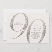 モダンなミニマリストのオールホワイトパーティー 90歳の誕生日 招待状 (正面)