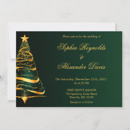 モダンなミニマリストのクリスマスツリーの結婚式 招待状