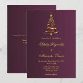 モダンなミニマリストのクリスマスツリーの結婚式 招待状 (正面/裏面)