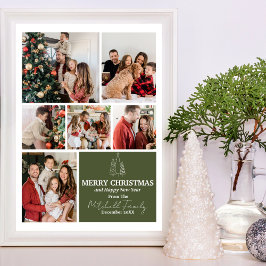 モダンなミニマリストのクリスマス家族写真コラージュ シーズンカード