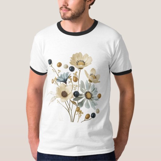 モダンなミニマリストのフラワーデザイン Tシャツ (正面)