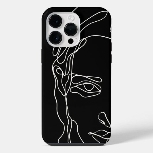 モダンなミニマリストのワンライン顔描き iPhoneケース (裏面)