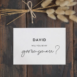 モダンなミニマリストの伴郎になってくれませんかカード 招待状