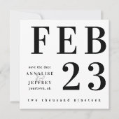 モダンなミニマリストの保存日付はっきりしたなタイプフェイス セーブザデート (正面)