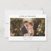 モダンなミニマリストの写真結婚式 サンキューカード (正面)