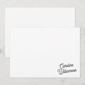 モダンなミニマリストの手書き風パーソナライズド文房具 ノートカード (正面/裏面)