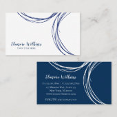 モダンなミニマリストの抽象芸術の濃紺及び白 名刺 (正面/裏面)