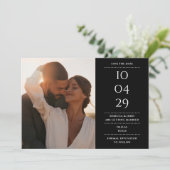モダンなミニマリストの白黒の結婚式の写真 セーブザデート (スタンド正面)