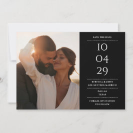 モダンなミニマリストの白黒の結婚式の写真 セーブザデート