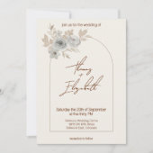 モダンなミニマリストの結婚式のソフトトープの花のアーチ 招待状 (正面)