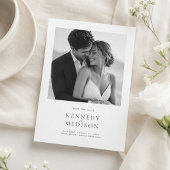 モダンなミニマリストの結婚式の事前招待状(写真付き) セーブザデート