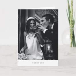 モダンなミニマリストの結婚式の写真シンプルな白い無地 サンキューカード