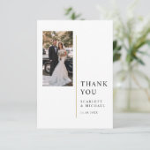 モダンなミニマリストの結婚式の写真付きメモ サンキューカード (スタンド正面)