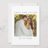 モダンなミニマリストの結婚式の招待状 写真付き 招待状 (正面)
