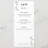 モダンなミニマリストの結婚式メニューカード メニュー (正面)