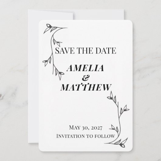 モダンなミニマリストの結婚式延期カード セーブザデート (正面)