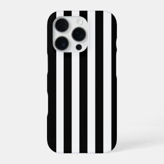 モダンなミニマリストの黒と白のストライプ iPhone 16 PROケース
