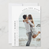 モダンなミニマリストアーチの写真付きSave the Date 招待状 (正面)