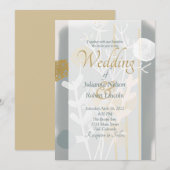 モダンなミニマリストアートのゴールドとグレーの結婚式 招待状 (正面/裏面)