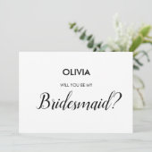 モダンなミニマリストスタイルの花嫁の介添え人になってくれる？ 招待状 (スタンド正面)