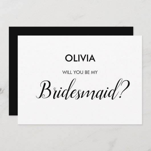 モダンなミニマリストスタイル 私のウェディングパーティーになってくれる? 招待状 (正面/裏面)