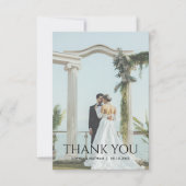モダンなミニマリスト写真の結婚式のメモ サンキューカード (正面)