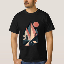 モダンなミニマリスト幾何学的な山のキャンプアウトドア Tシャツ