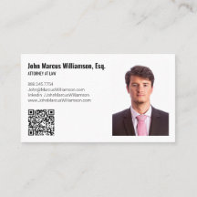 モダンなミニマリスト弁護士のカスタマイズ可能な写真+QR