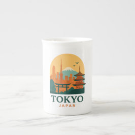 モダンなミニマリスト東京日本旅行 ボーンチャイナマグカップ