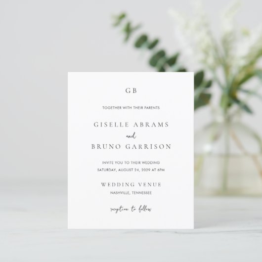モダンなミニマリスト結婚式招待状 (スタンド正面)