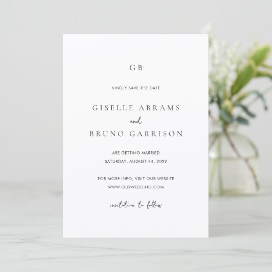 モダンなミニマリスト結婚式 セーブザデート (スタンド正面)