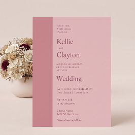 モダンなミニマリスト結婚式 バー ピンク 招待状