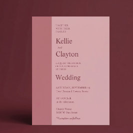モダンなミニマリスト結婚式 ピンクバー 招待状