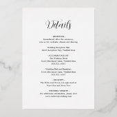 モダンなミニマリスト結婚式 箔招待状 (裏面)