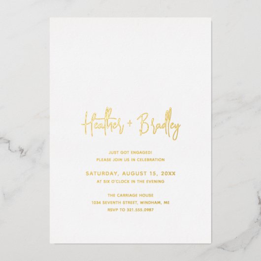 モダンなミニマリスト結婚式 箔招待状 (正面)