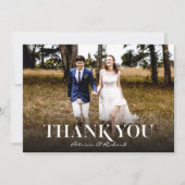 モダンなミニマリスト風の写真付き結婚式サンクスカード カード (正面)